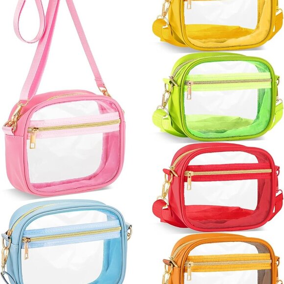 Multicolored Adjustable Clear Crossbody Bags - Perfect for Concerts & Sports - Picture 1 of 6